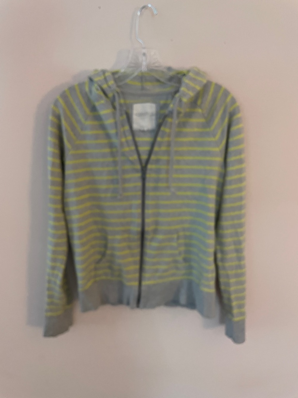 Forever 21 Gray and neon  Lime Striped Zip Hoodie